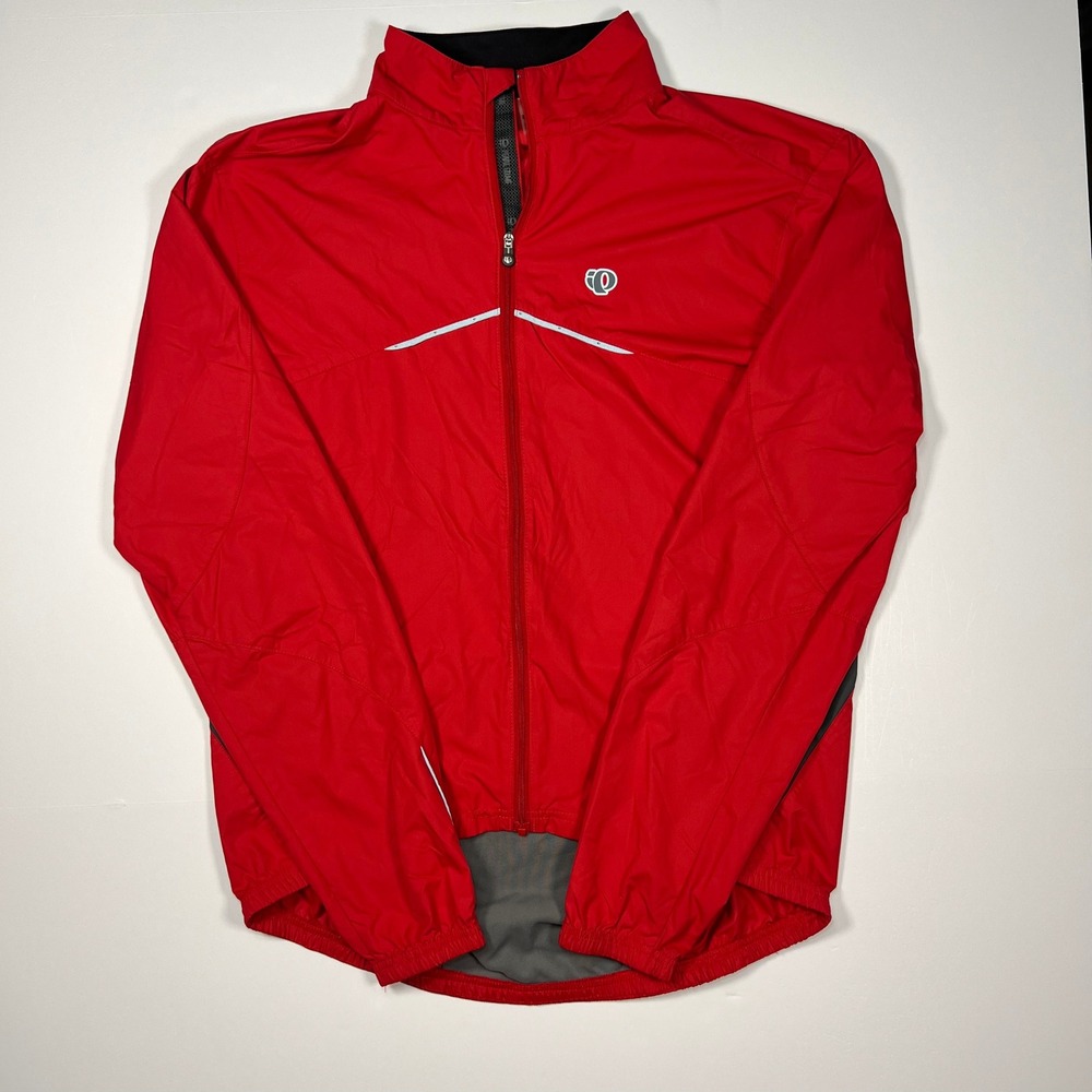 Pearl Izumi Cycling Jacket Mens Medium Red Reflective Full Zip Windbreaker